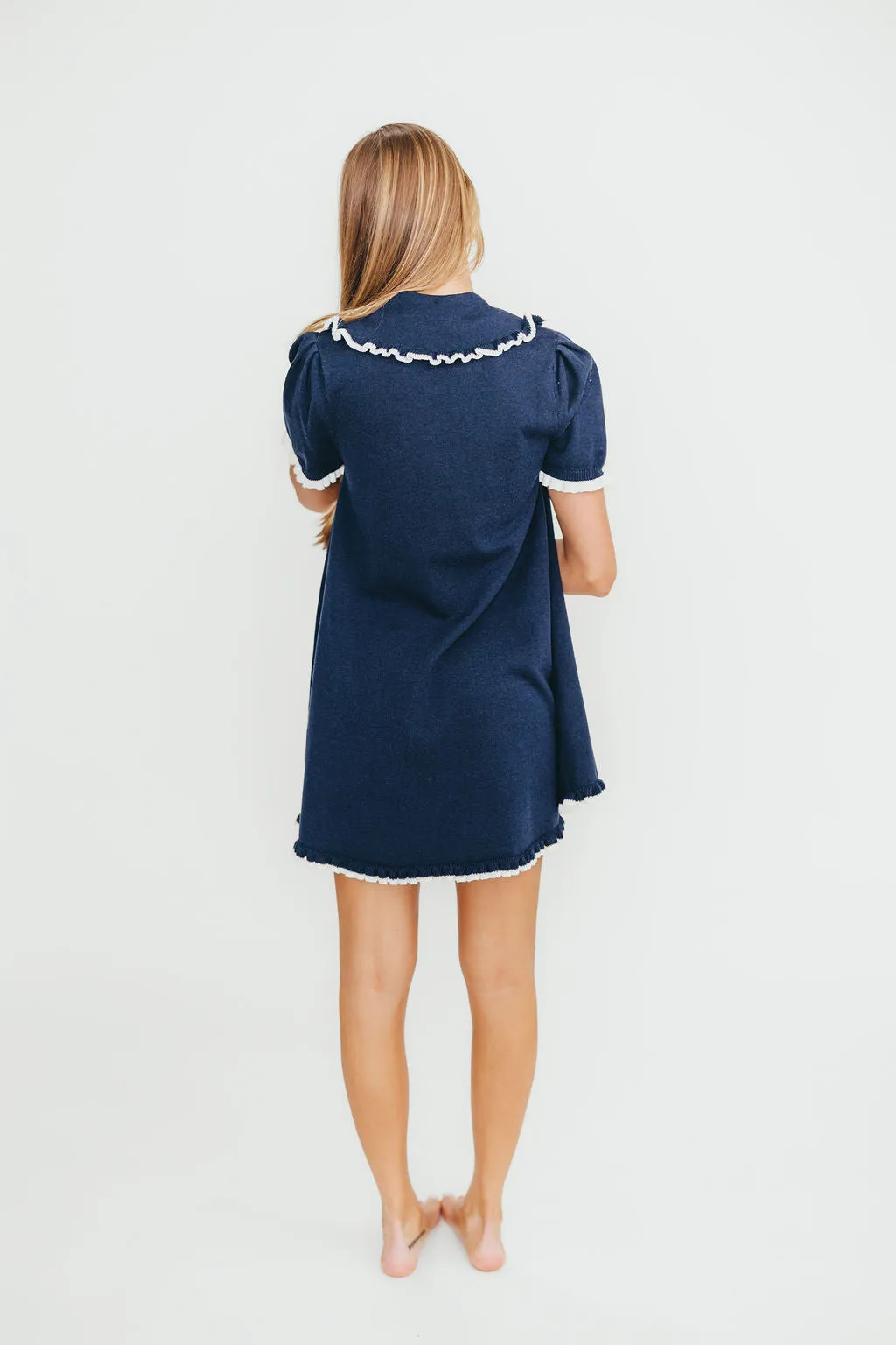 Nyka Fine Knit Mini Dress in Navy