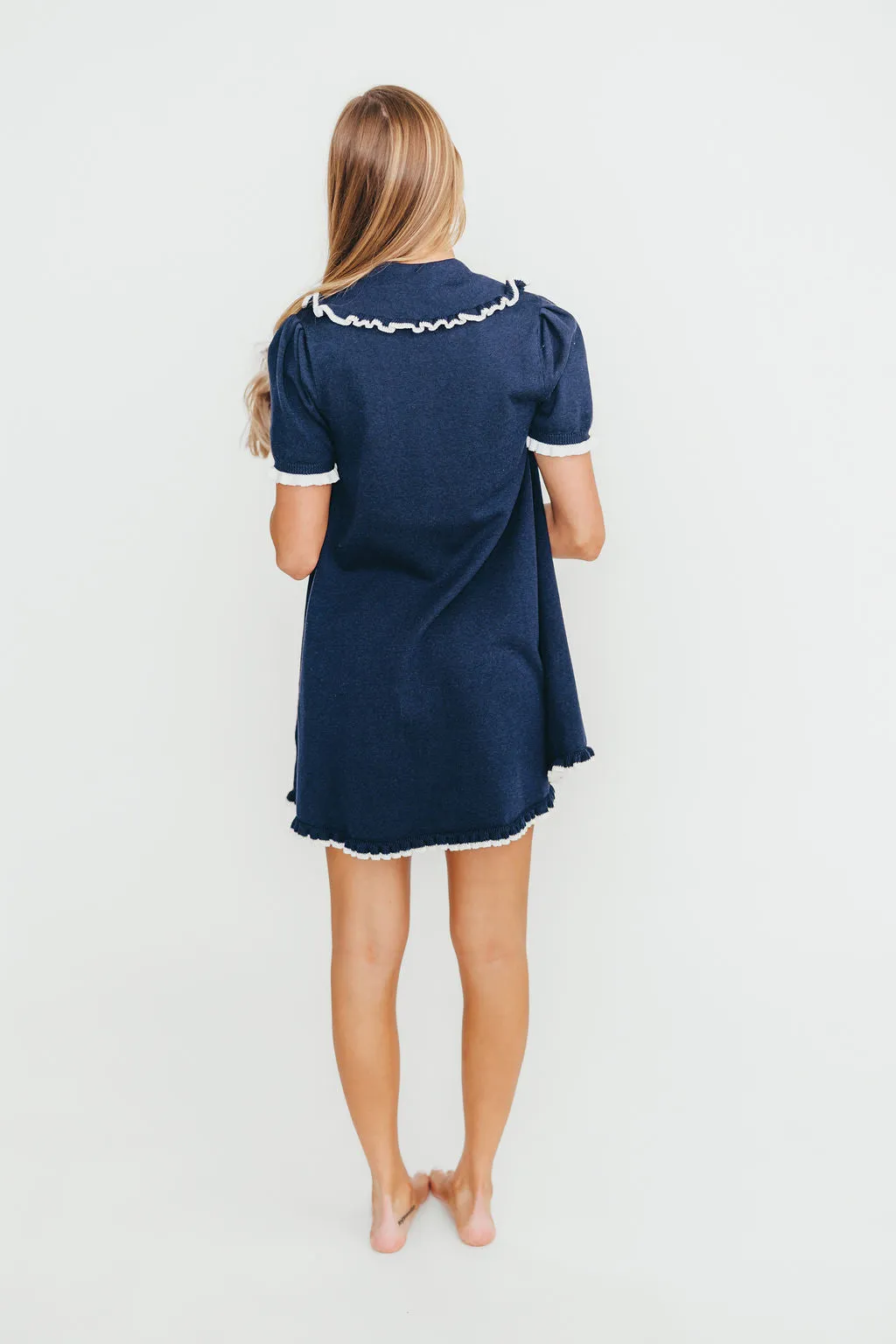 Nyka Fine Knit Mini Dress in Navy