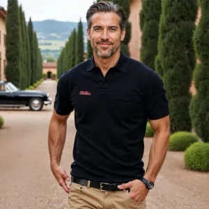 Ole Miss Bellagio Buttonless Short Sleeve Merino Polo Black