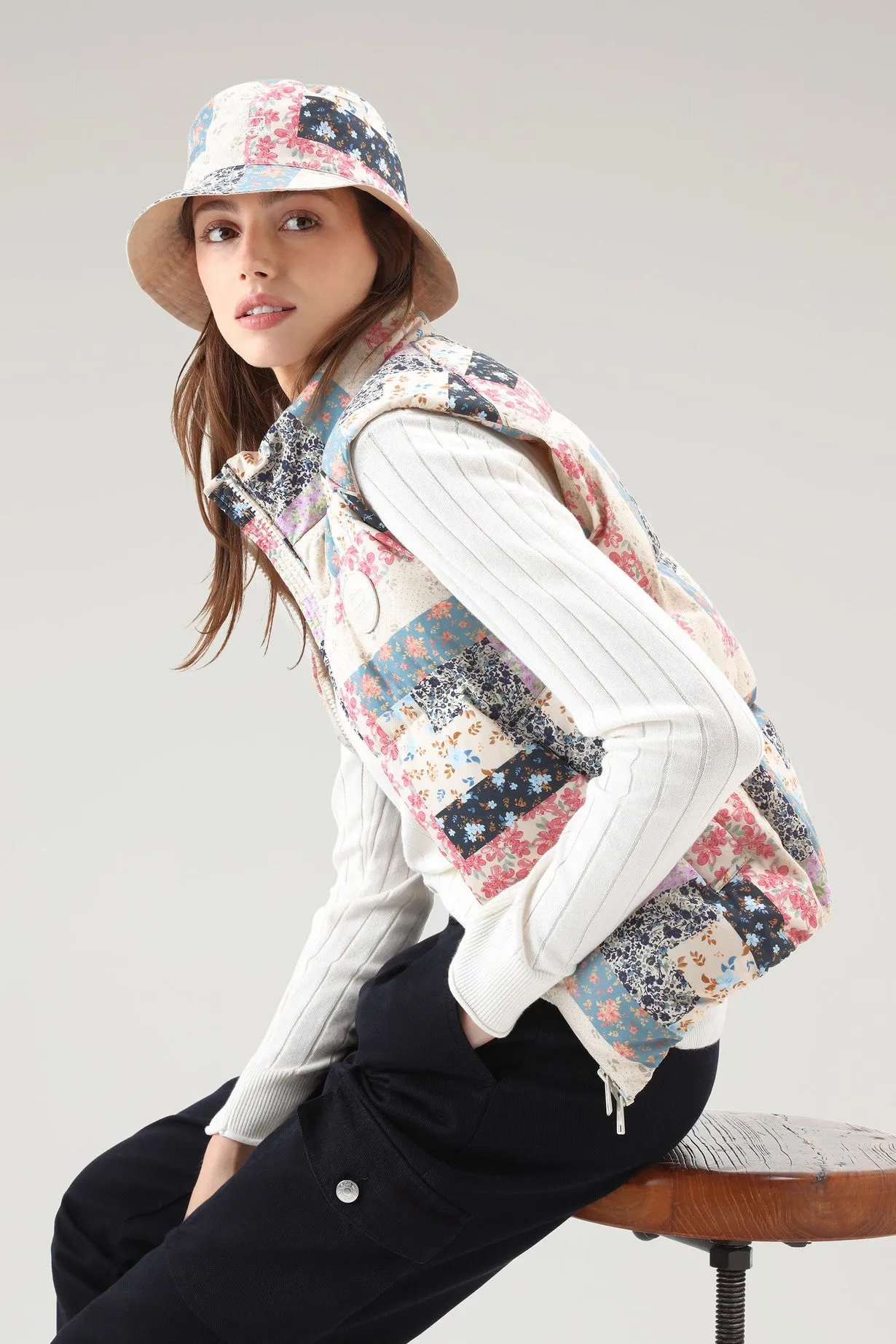 Pennsylvania Quilted Vest with Patchwork Print CREAM PATCHWORK