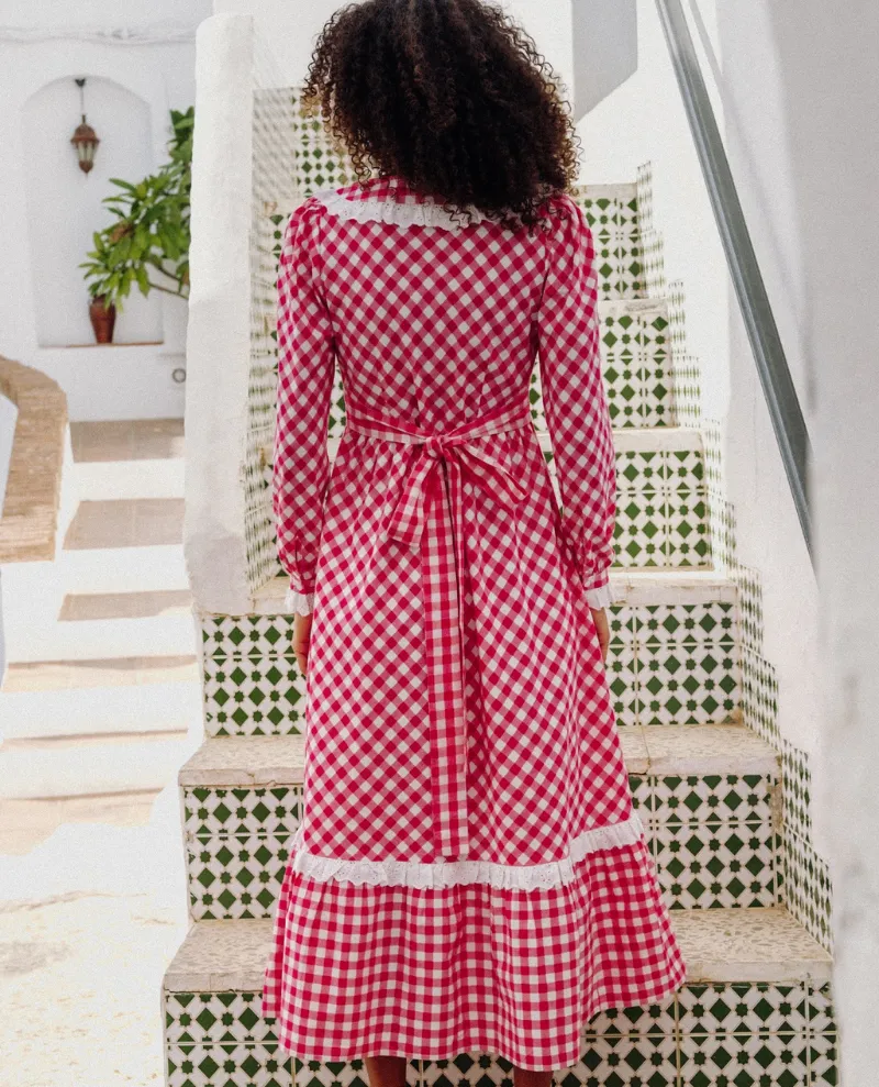 Pink City Prints Esme Berry Gingham Dress