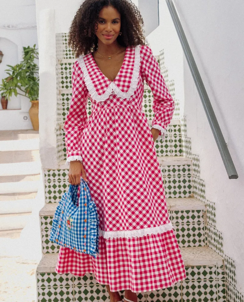 Pink City Prints Esme Berry Gingham Dress
