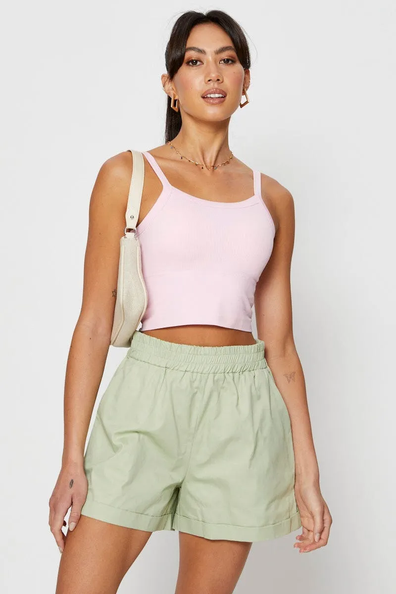 Pink Singlet Top Seamless Crop
