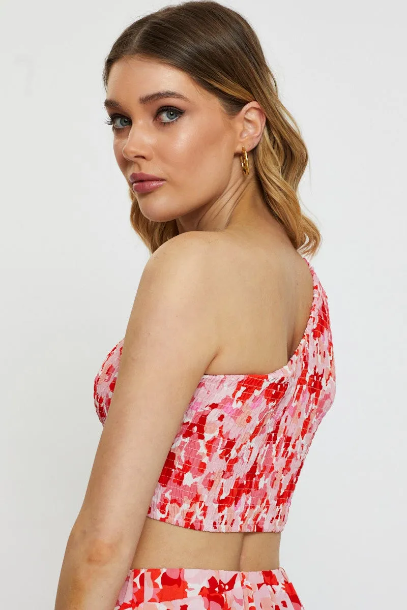 Print Singlet Top Crop