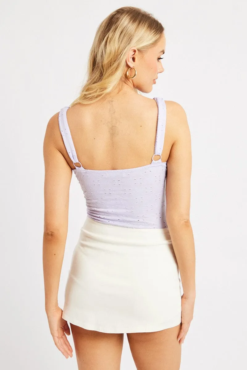 Purple Eyelet Bodysuit Singlet