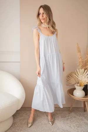Raphaella Stripe Soft Blue/Yellow - Maxi Jurk