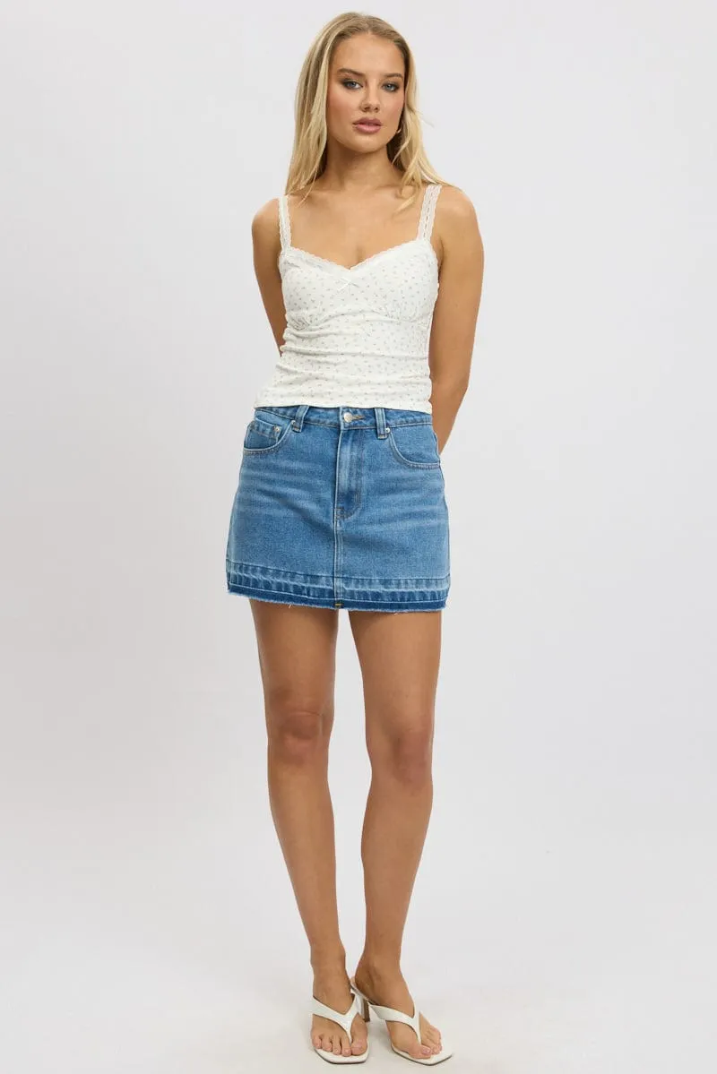 Red Floral Singlet V neck Lace trim