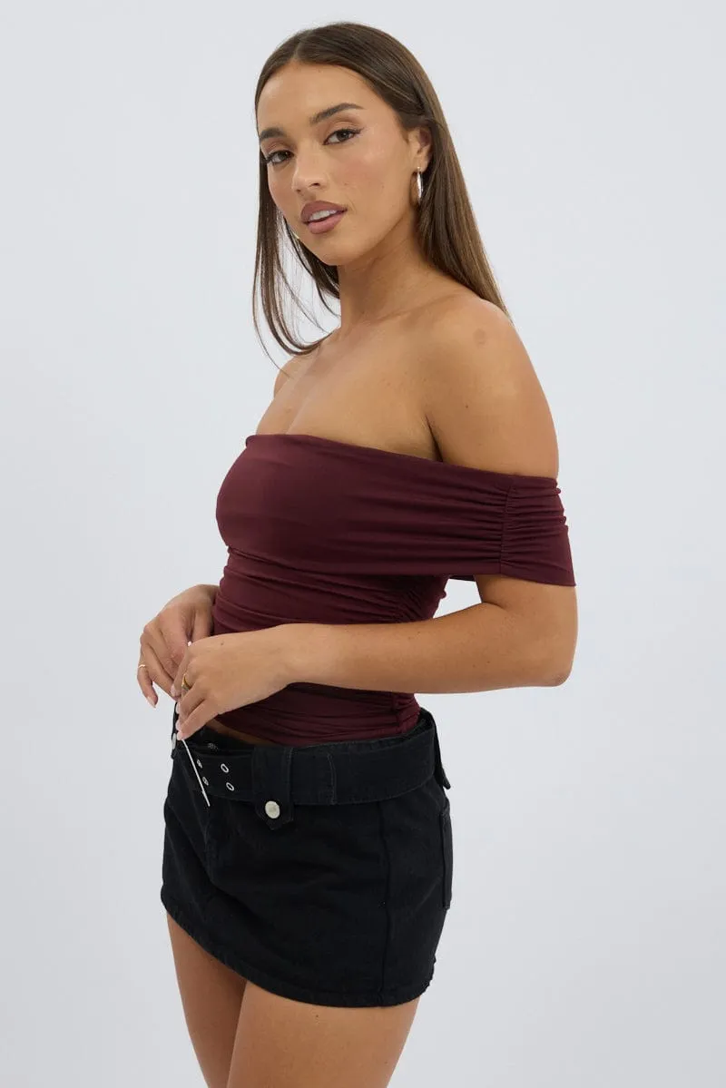 Red Off Shoulder Top Supersoft