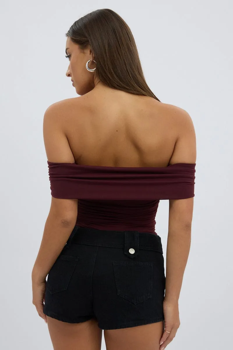 Red Off Shoulder Top Supersoft