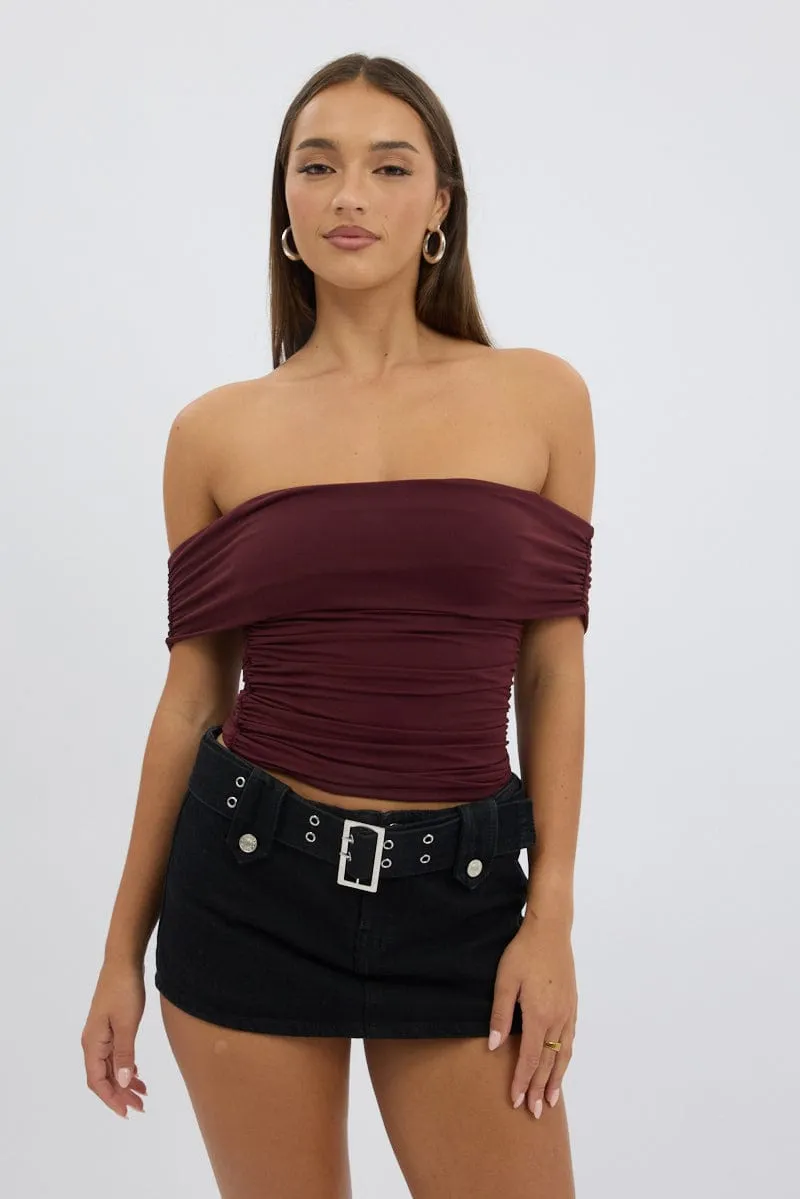 Red Off Shoulder Top Supersoft