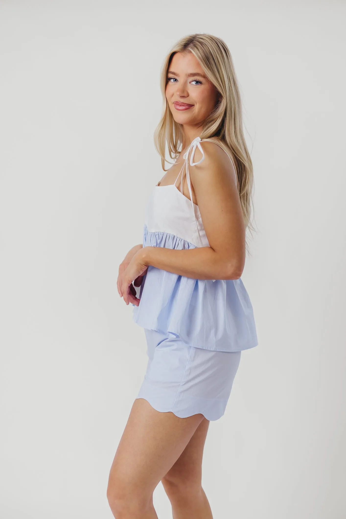Ricci Scallop Shorts in Blue