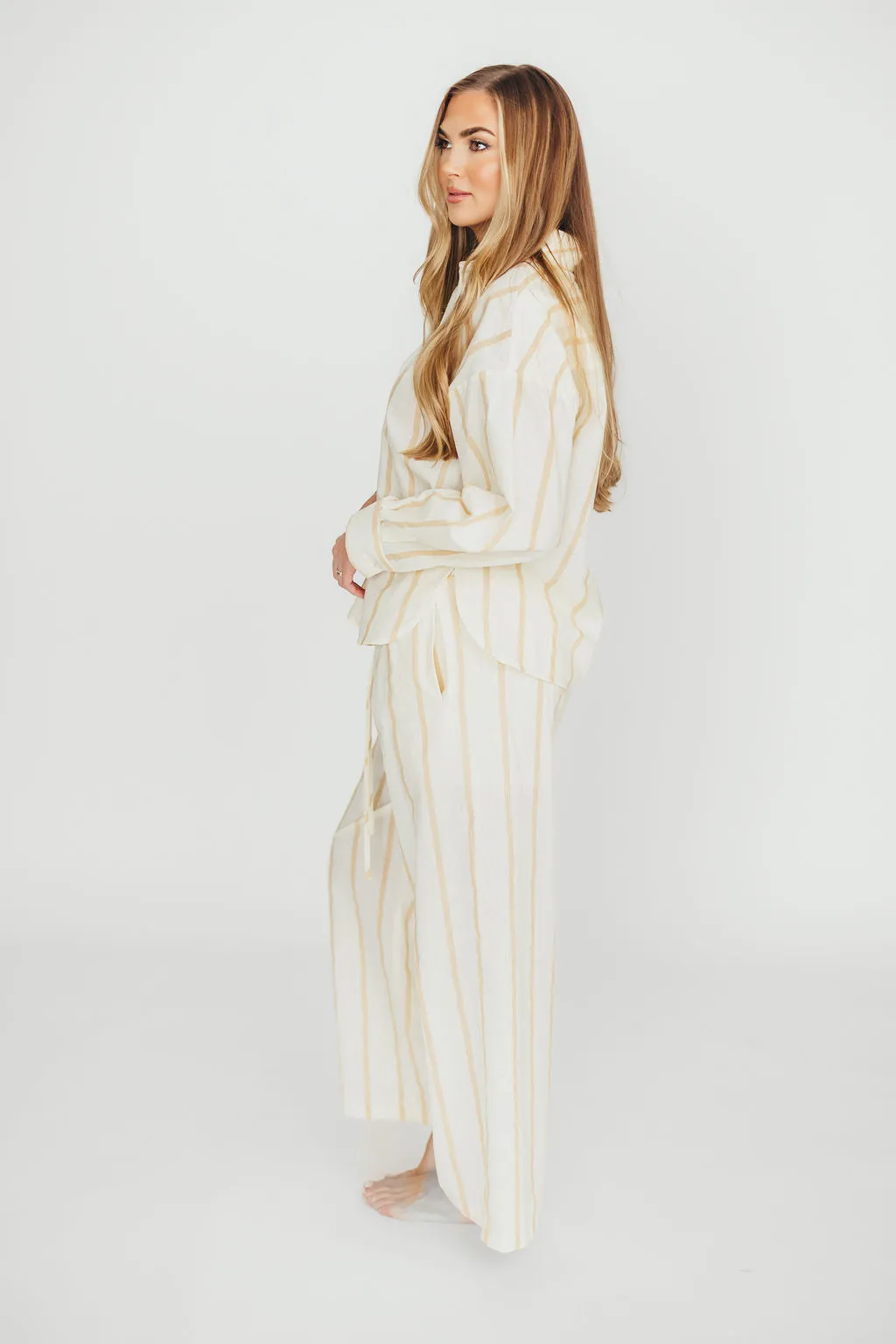 Rowan Pants in Beige Stripe