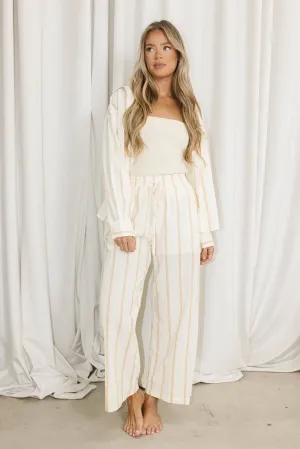 Rowan Pants in Beige Stripe