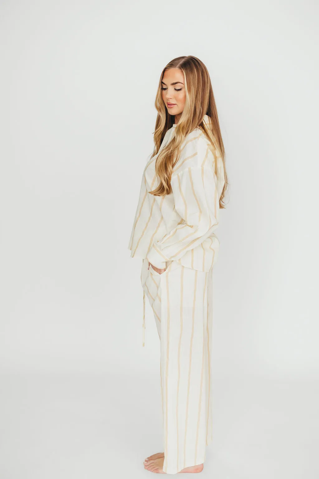 Rowan Pants in Beige Stripe