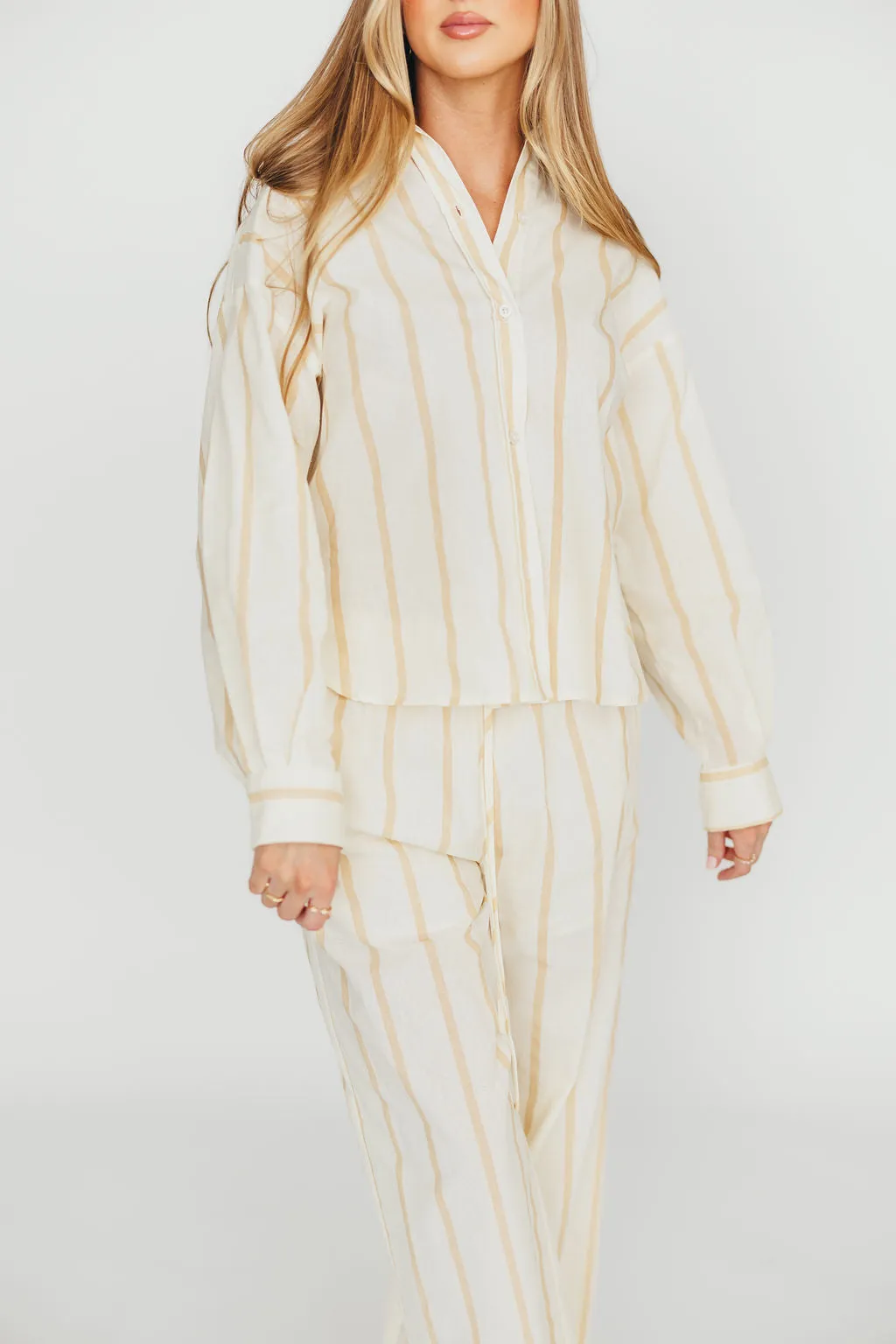 Rowan Pants in Beige Stripe