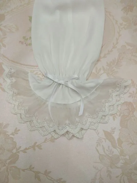 Ruffled Double Lace Collar With Bow Long Sleeve Blouse
