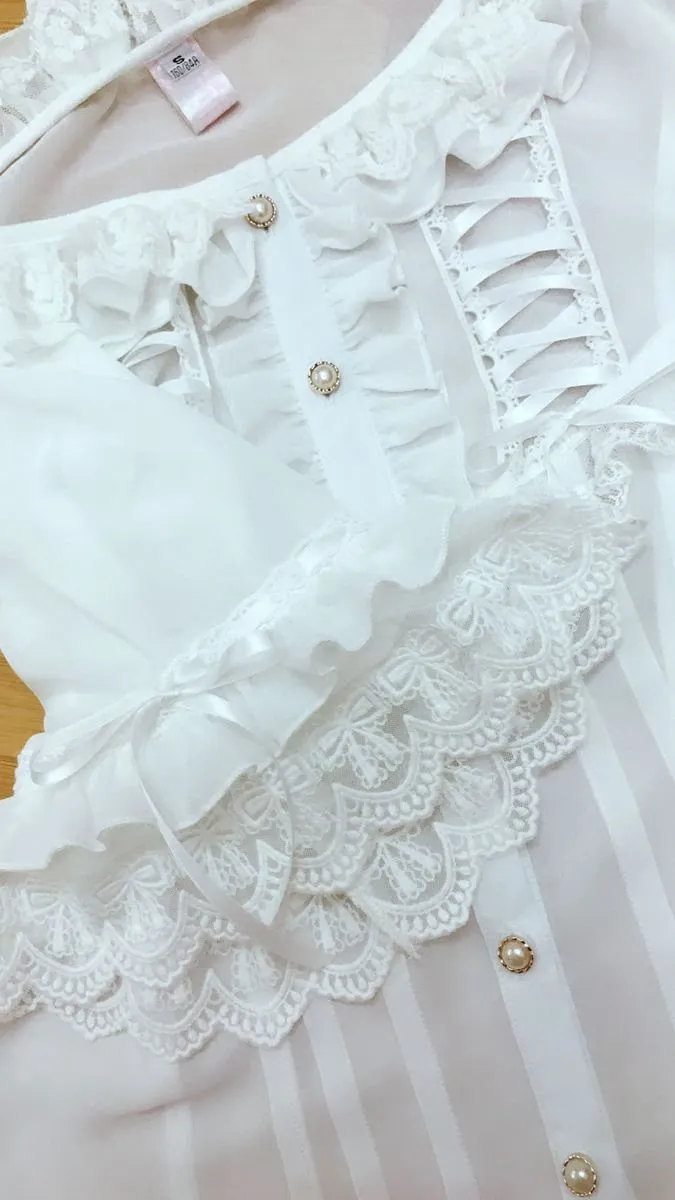 Ruffled Open Collar Short Sleeve Blouse (3 Colors, Multiple Sizes)