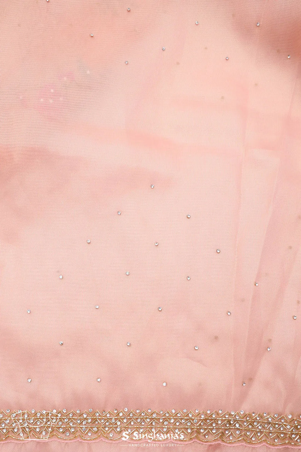 Spanish Pink Tissue Saree With Embroidery Detail