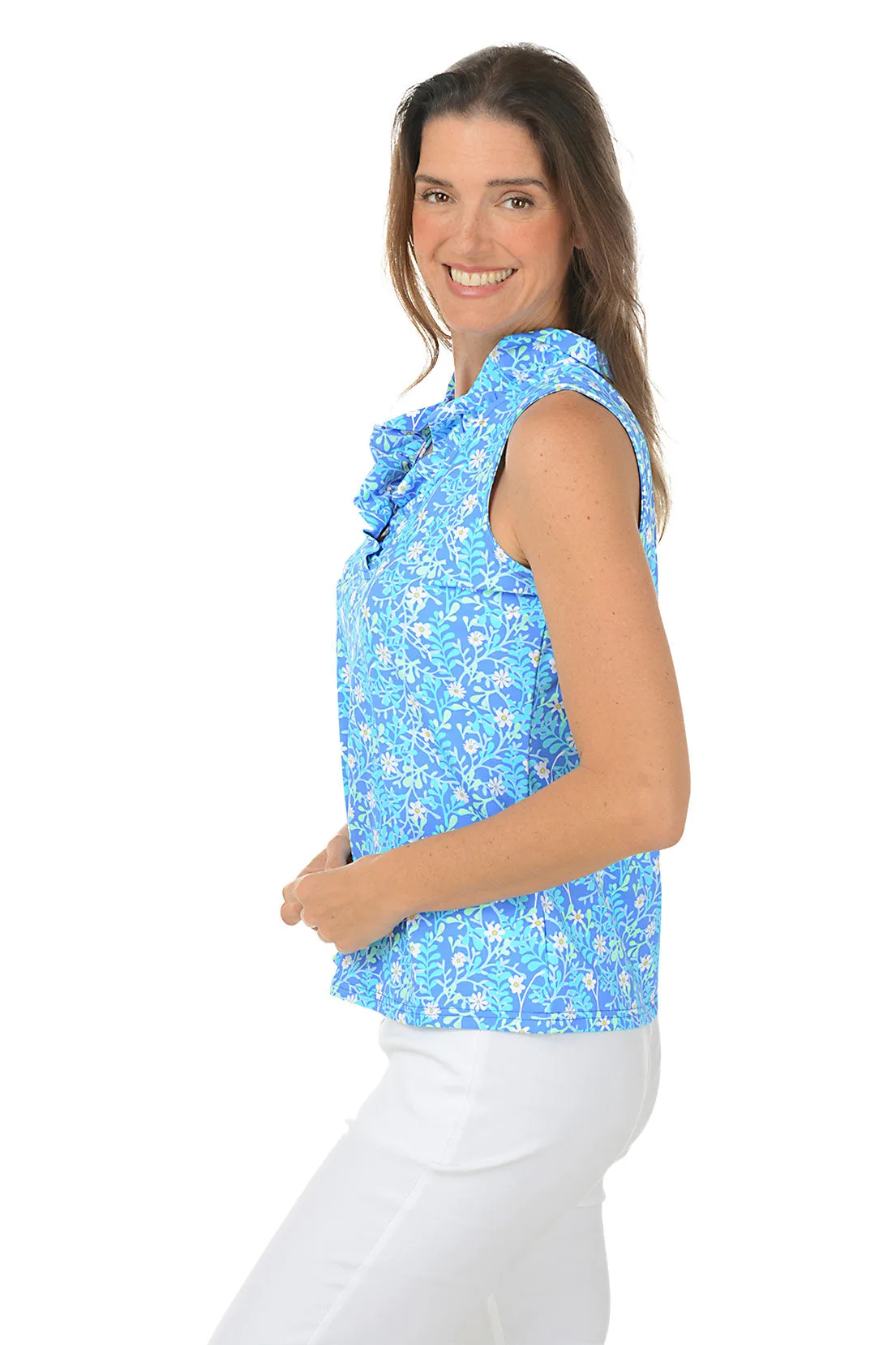 Spring Garden UPF50  Ruffle Sleeveless Top