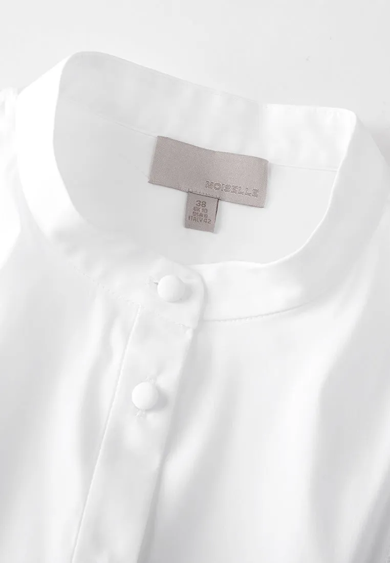 Stand-collar Crystal-detail Slim-fit Shirt