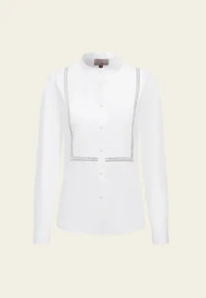 Stand-collar Crystal-detail Slim-fit Shirt
