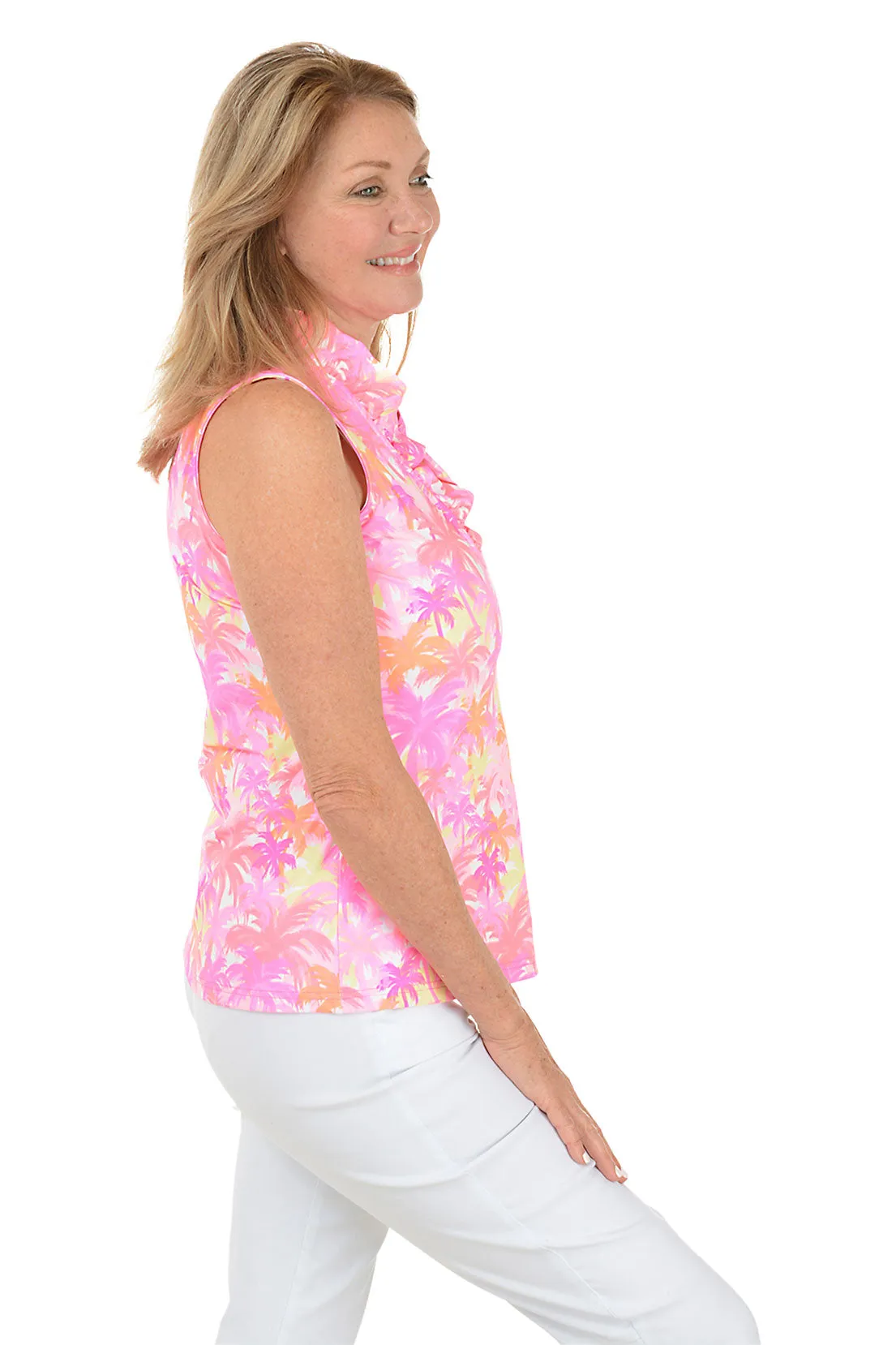 Sunset Grove UPF50  Ruffle Sleeveless Top