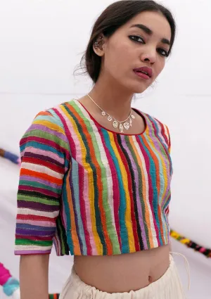 Tahevara Textured Multicolor Crop Top