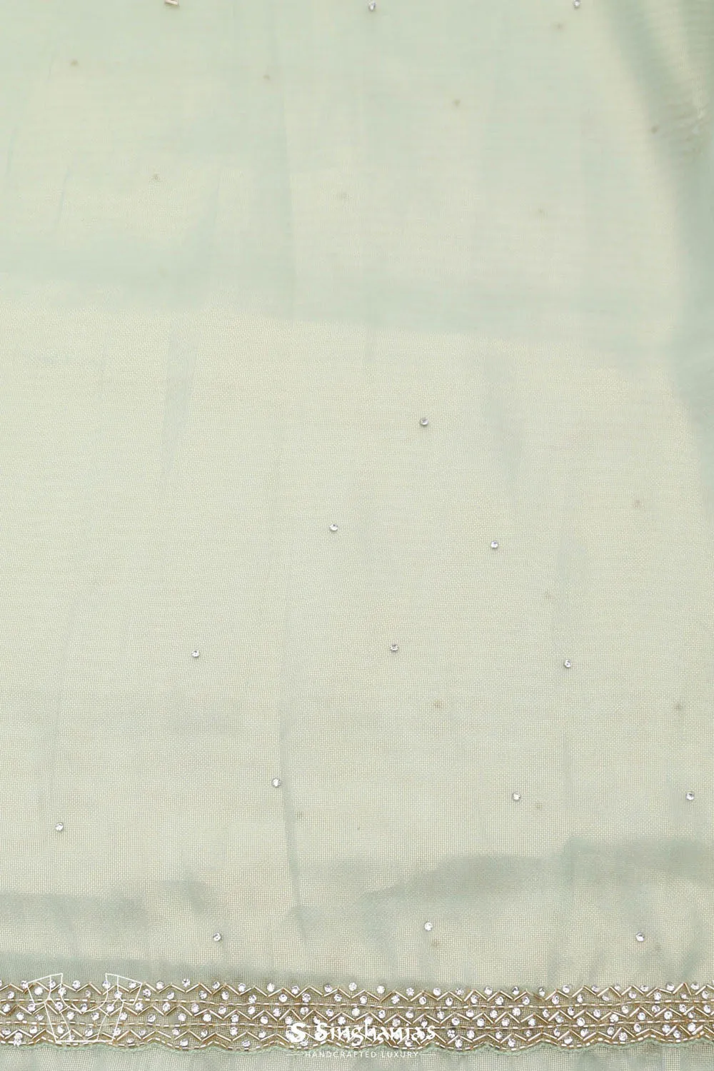 Tiffany Blue Tissue Saree With Embroidery Detail