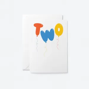 Two — 2nd Birthday Greeting Card