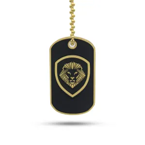 Valuetainment Gold and Black Lion Shield Dog Tag
