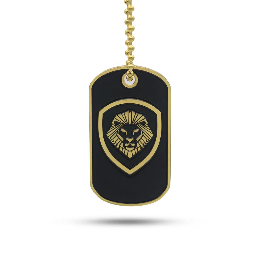 Valuetainment Gold and Black Lion Shield Dog Tag