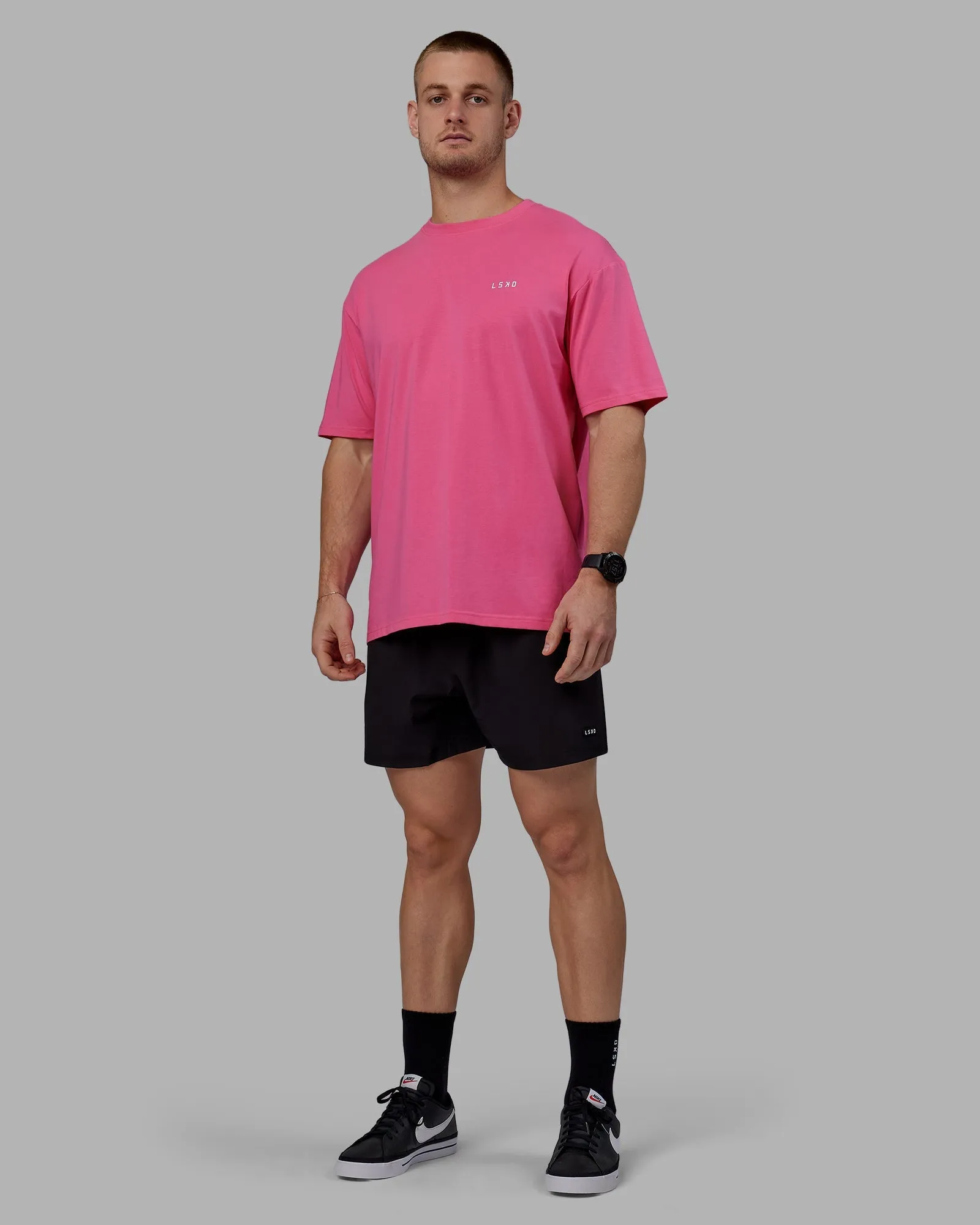 VS6 FLXCotton Tee Oversize - Carmine Rose-White