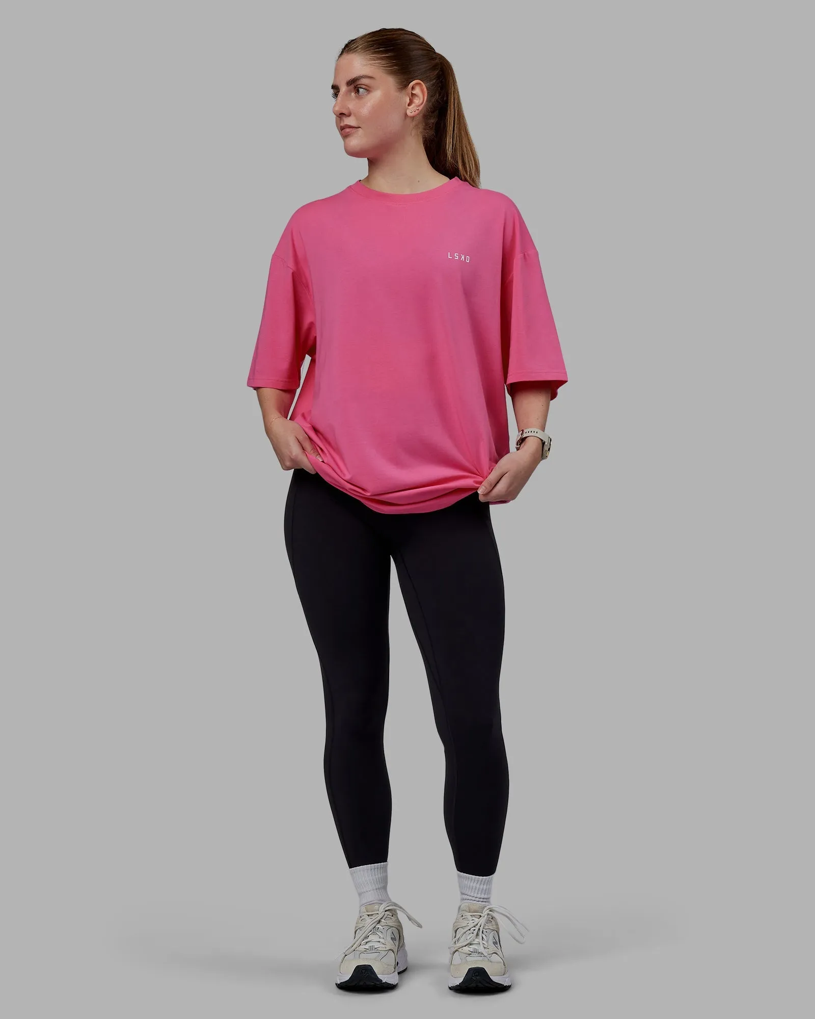 VS6 FLXCotton Tee Oversize - Carmine Rose-White