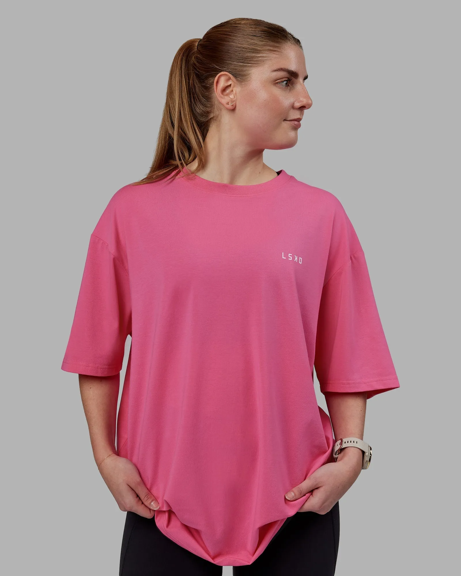 VS6 FLXCotton Tee Oversize - Carmine Rose-White