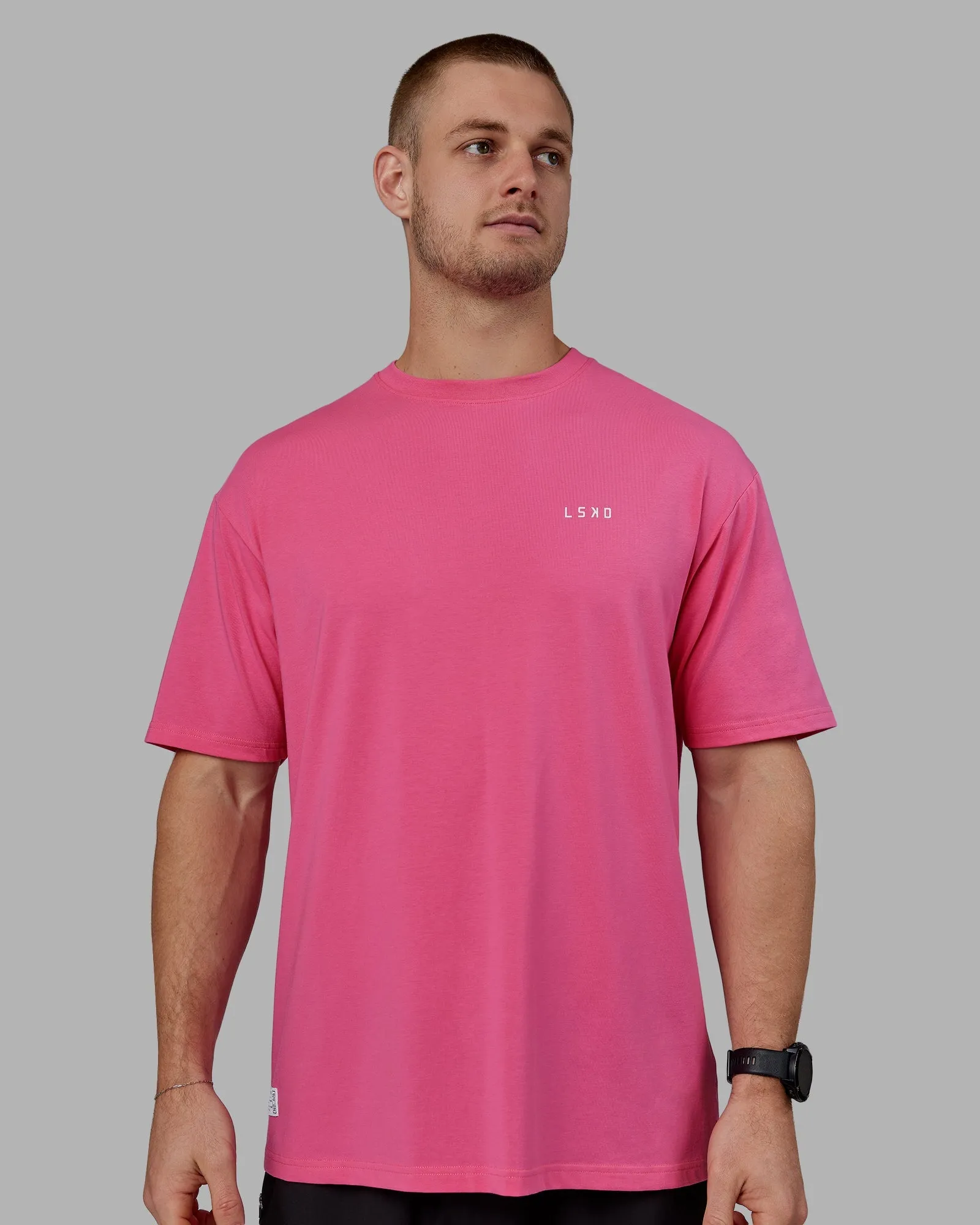 VS6 FLXCotton Tee Oversize - Carmine Rose-White