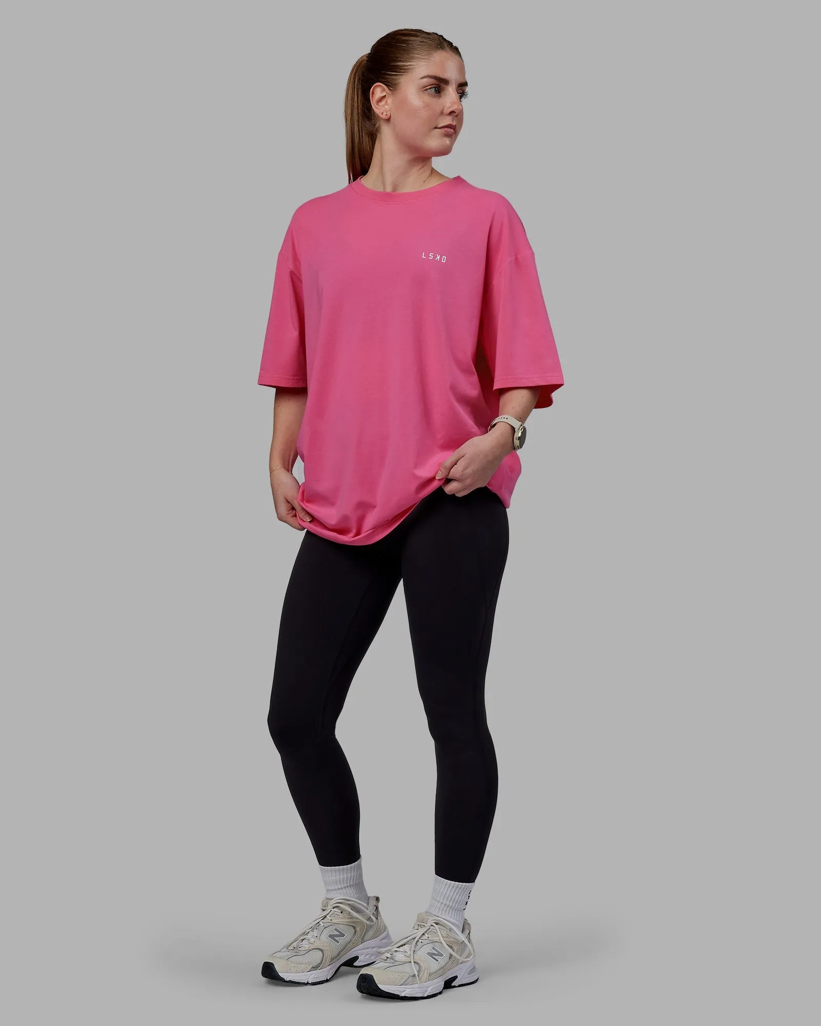 VS6 FLXCotton Tee Oversize - Carmine Rose-White