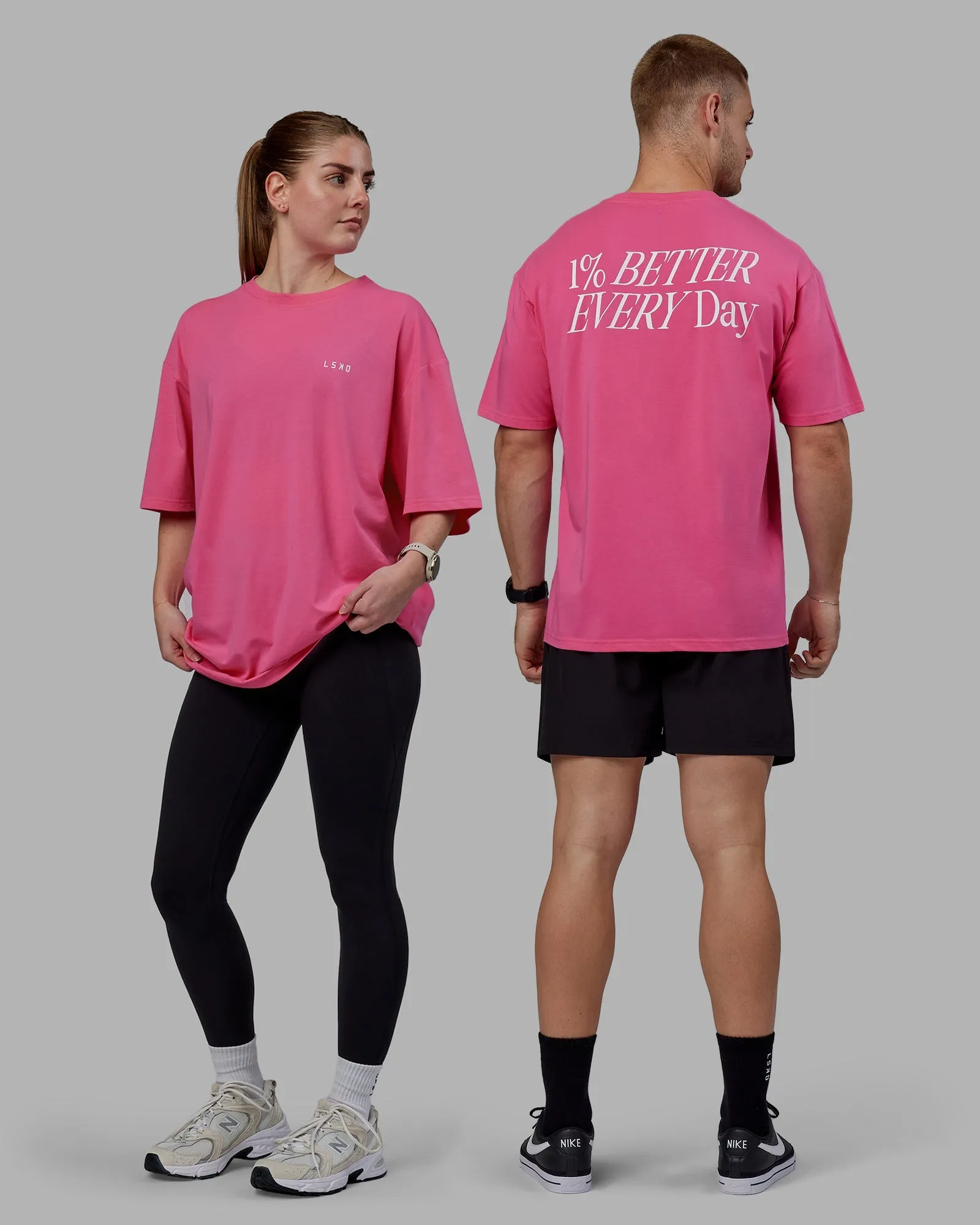 VS6 FLXCotton Tee Oversize - Carmine Rose-White