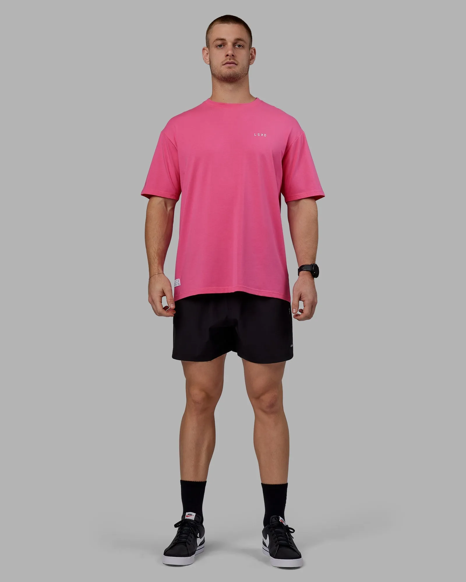 VS6 FLXCotton Tee Oversize - Carmine Rose-White
