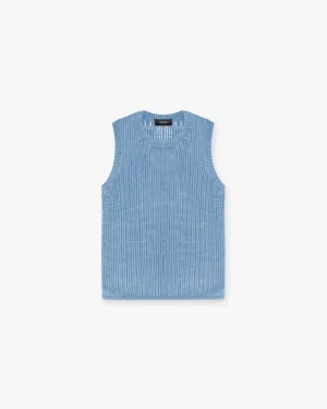 Washed Knit Vest - Sky Blue