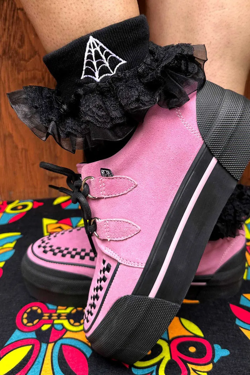 Web Embroidered Ruffle Socks [BLACK]