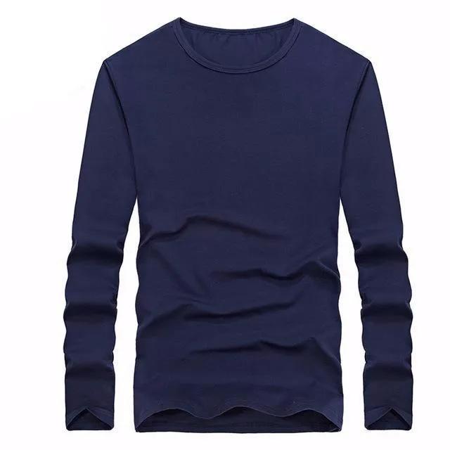 West Louis™ Cotton Solid Color Long Sleeved T Shirt