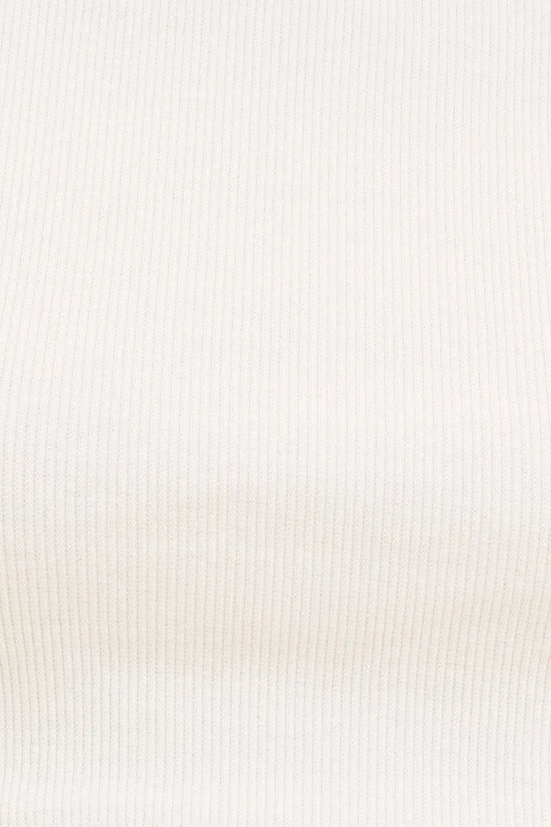 White Baby Tee Crop Crew Neck Short Sleeve Rib