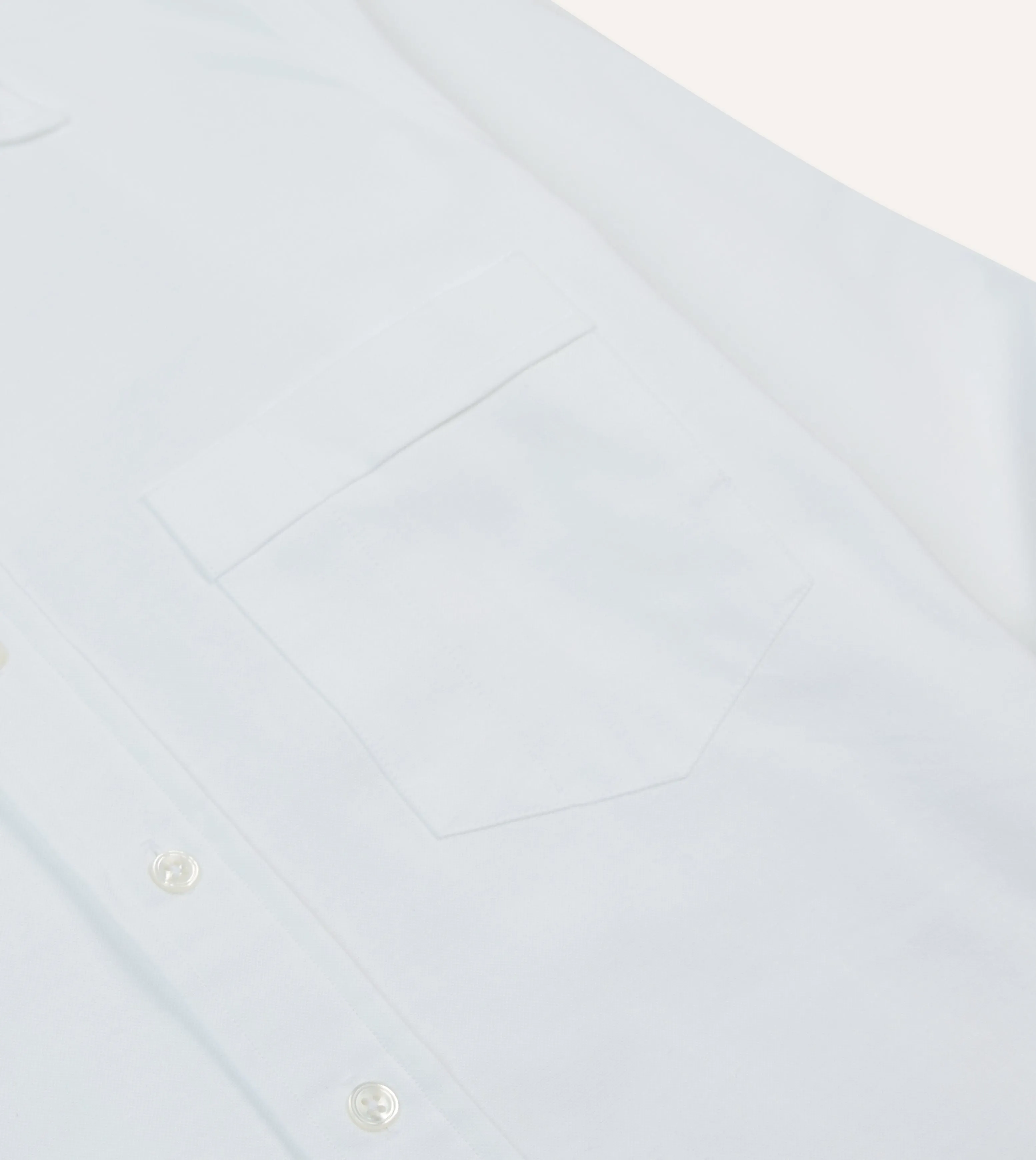 White Cotton Oxford Cloth Long Point Collar Shirt