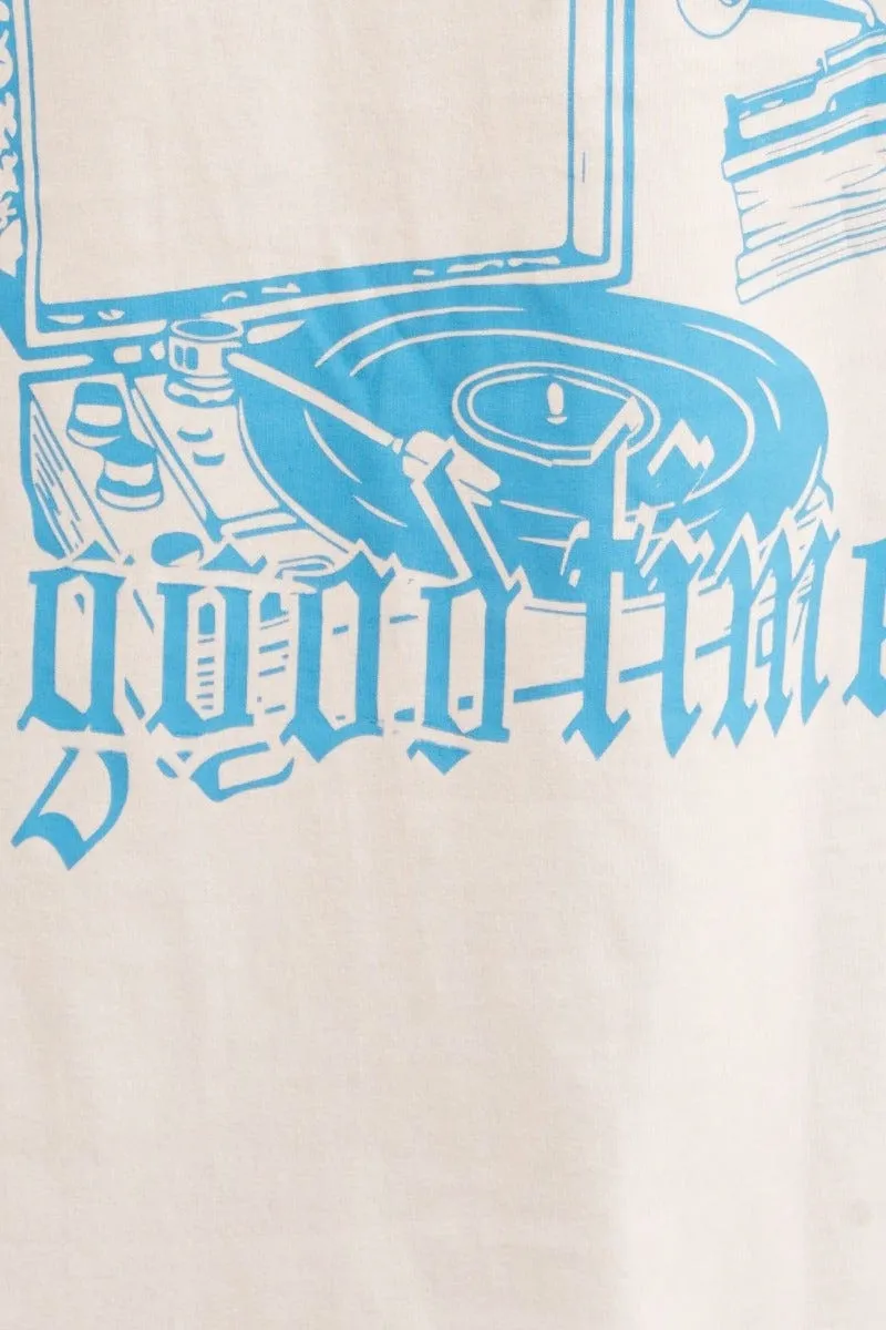 White Graphic T Shirt Short Sleeve Crew Neck