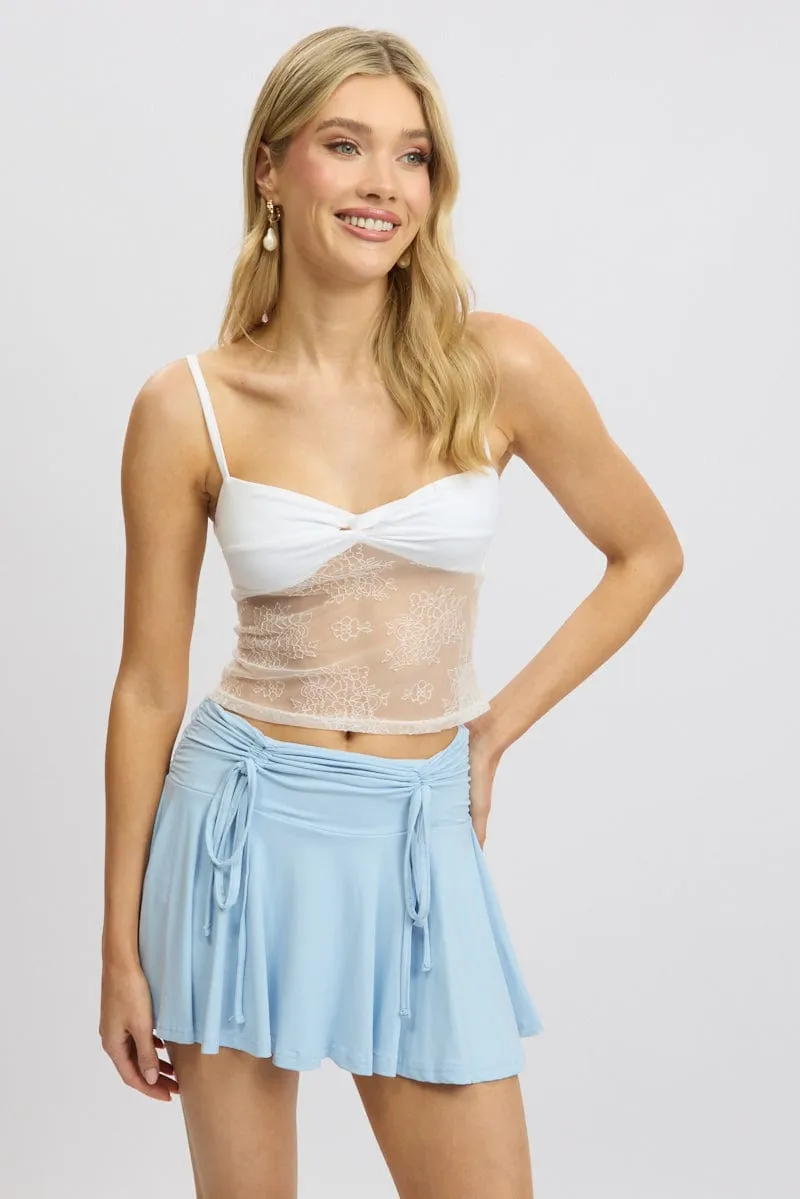 White Singlet Top Twist Front