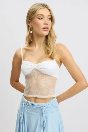 White Singlet Top Twist Front
