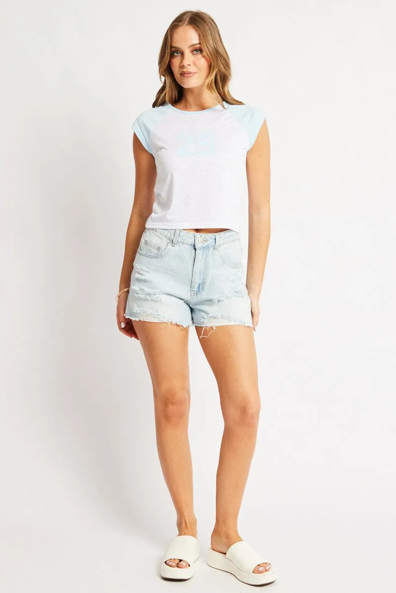 White Sport Tee Short Sleeve Crop