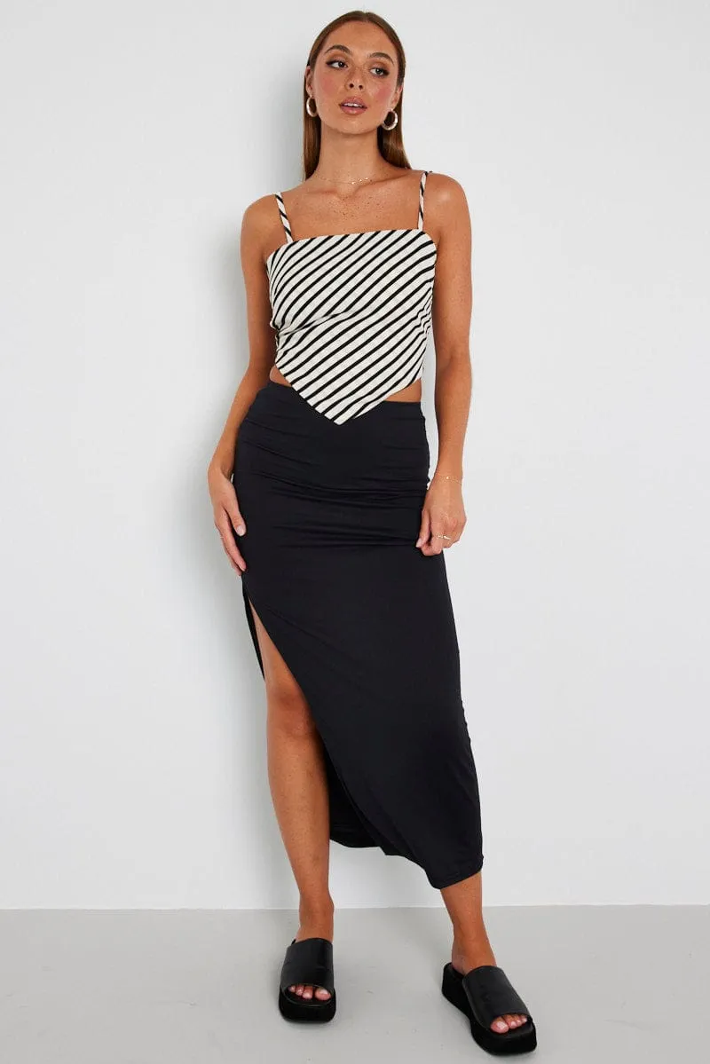 White Stripe Scarf Cami Top Singlet