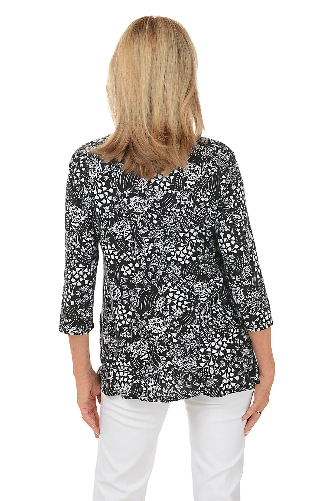 Wild Floral Ruffle Hem Knit Top