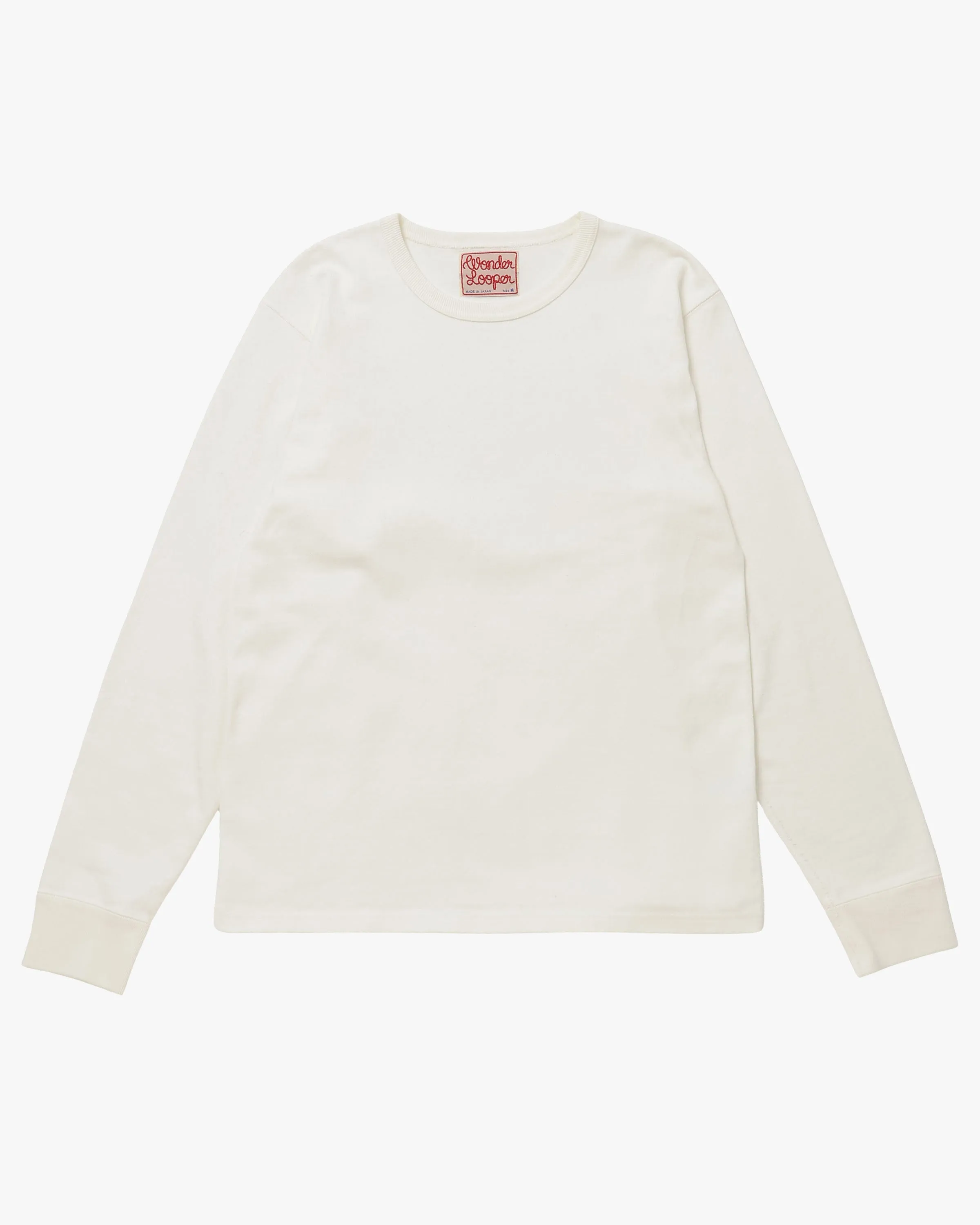 Wonder Looper 409gsm Double Heavyweight L/S T Shirt - White